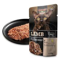16 Sobres x 70 gr - Leonardo Sobre Cordero + Carne Extra Desmenuzada de Ternera para Gatos - details 1