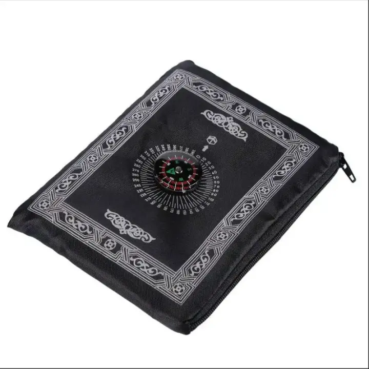 Alfombra De Oración Portátil De Poliéster Estilo Nuevo Sencilla Y Impresa Con Compas En Bolsa Para Viaje Y Uso Doméstico Tamaño 100x60cm - 1
