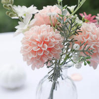 25pcs Flores Artificiales De Dalia Rosa Blush Con Tallos Para Boda DIY Centros De Mesa De Baile De Novia Decoración Del Hogar - details 1