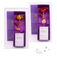 Rosa Dorada 24K Artificial Colorida Flor Metálica Regalo Único Para Las Mujeres En Día De San Valentín Con Caja De Regalo Decoración - details 8