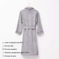 Scalpers Home Albornoz de Algodón 100% - 360GSM Gris con Ribetes Azules - Elegante y Sofisticado - details 3