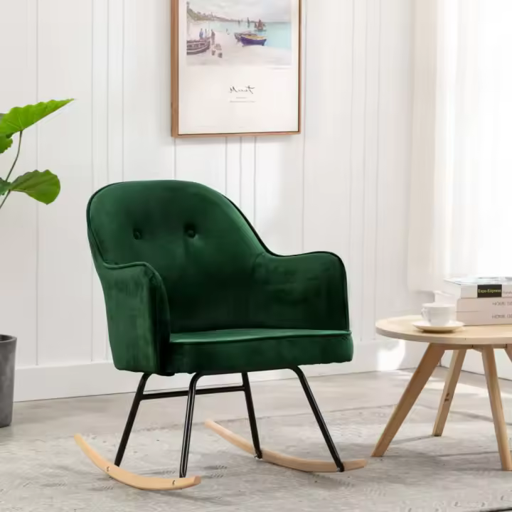 vidaXL Silla de comedor de terciopelo verde oscuro - 1