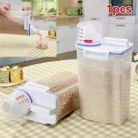 Cubo de arroz sellado para conservación de alimentos, caja de almacenamiento de harina, contenedor de almacenamiento de cocina para el hogar, granos misceláneos para gatos y mascotas - details 0