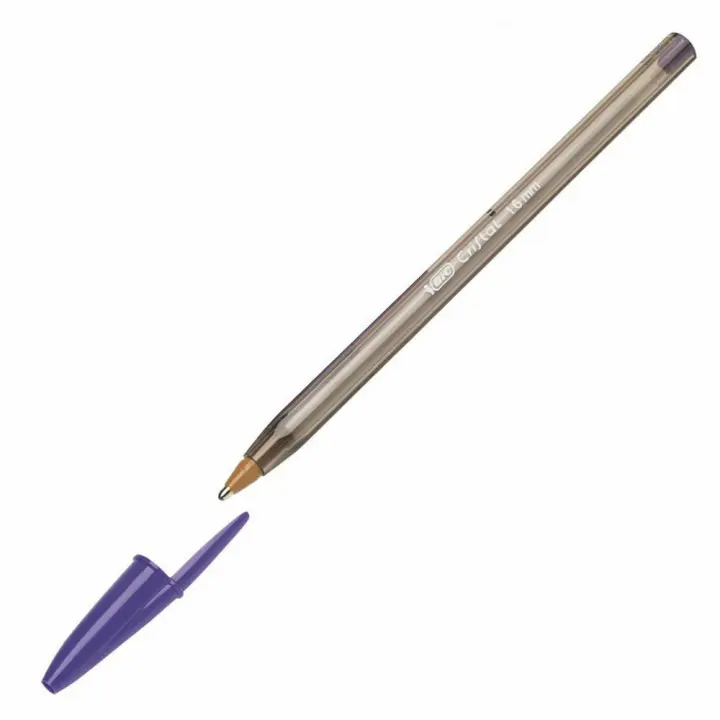 BIC® Cristal Fun 3 Bolígrafos de punta de bola, punta ancha de 1,6 mm, cuerpo de plástico translúcido, tinta lila - 1