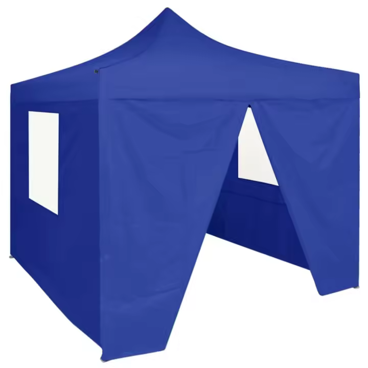 vidaXL Carpa plegable profesional con 4 paredes acero azul 2x2 m - 1