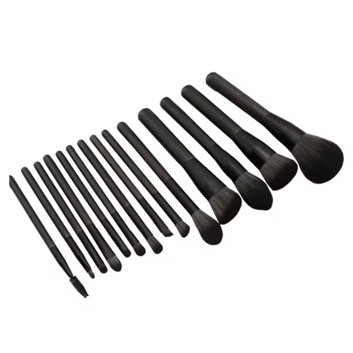 Juego completo de brochas de maquillaje, conjunto de 14 brochas para polvo suelto, base, sombra de nariz, pelo de fibra suave - 1