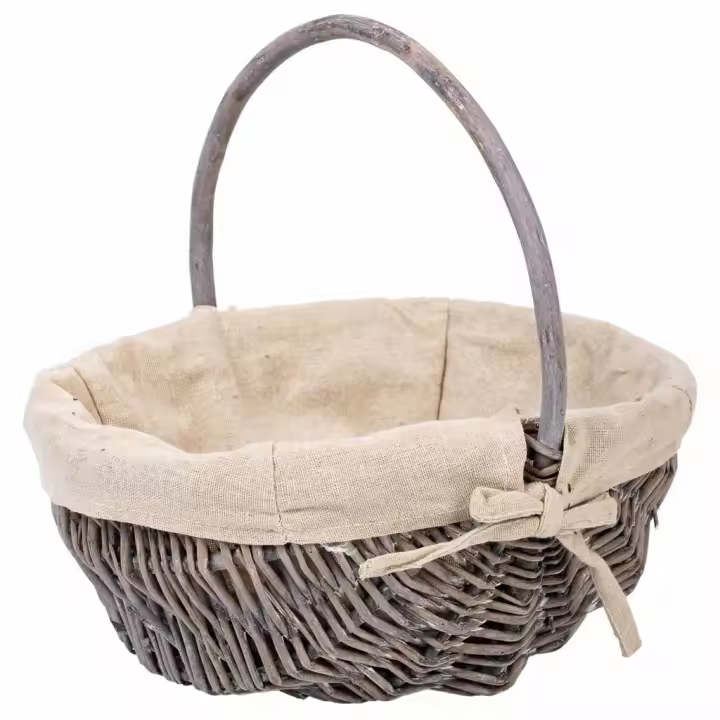 WANDERLUST DECO Cesta de Mimbre Forrada Gris - Organiza Tus Pertenencias con Estilo - 1