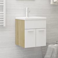 vidaXL Armario para lavabo madera contrachapada 41x38,5x46 cm en color Negro/Madera antigua/Blanco y roble sonoma y más | almacenamiento funcional diseño moderno para baño dormitorio sala - details 2