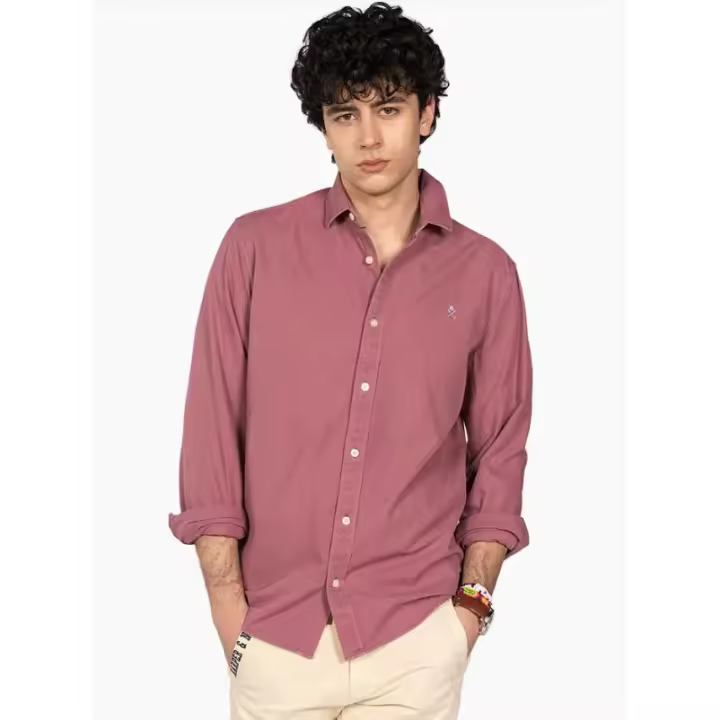 Harper & Neyer - Veneto Pink Ruddy Rosa - Camisa de Algodón Manga Larga Para Hombre. - 1