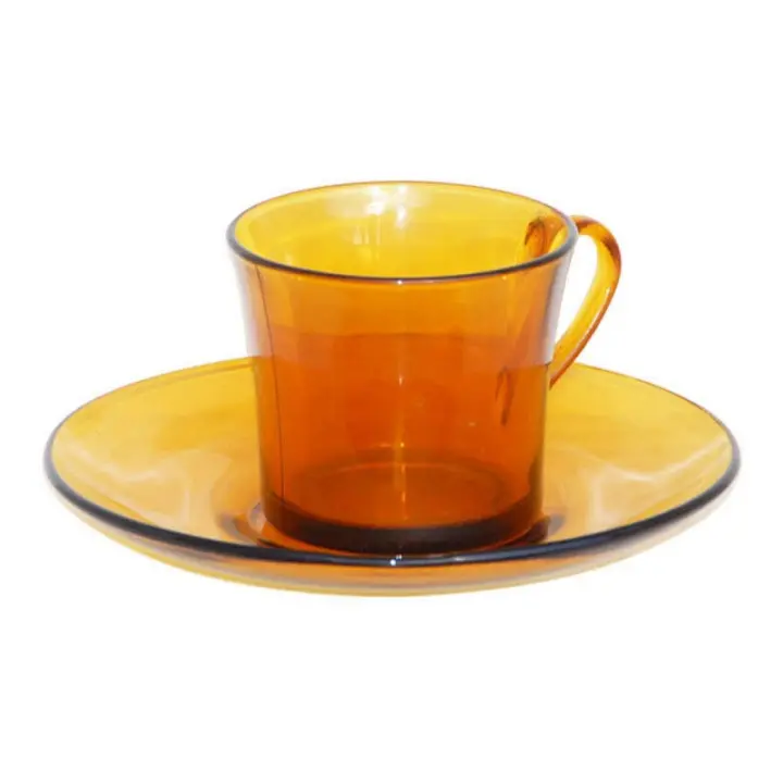 ARISE SHOP-Juego de 6 Tazas de Vidrio con Plato Incluido,DURALEX,180 ml (6 Unidades) - 1
