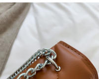 Bolso De Hombro Para Mujer Con Cadena Y Parche Bordado Bolso Bandolera Diario Sólido Color PU Cuero Sintético Cuadrado - details 16