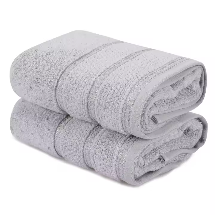 Wellhome - Juego de Toallas 2 Piezas Gris 50x90 Cm - Micro-algodón 500 Gr/m² - 1