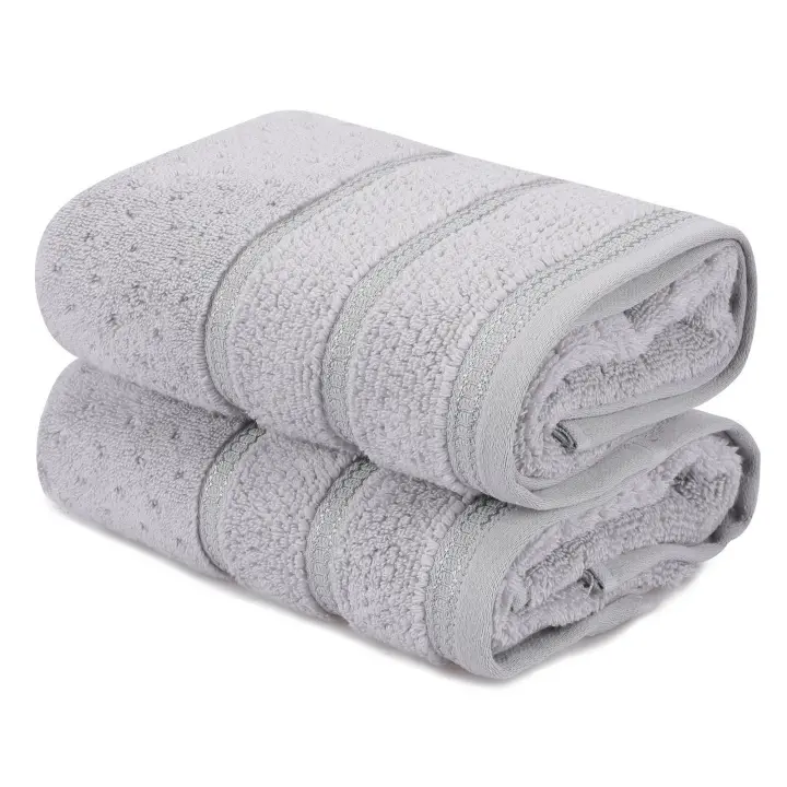 Wellhome - Juego de Toallas 2 Piezas Gris 50x90 Cm - Micro-algodón 500 Gr/m² - 1