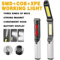 Linterna LED COB Multifuncional Recargable Con Batería Integrada Luz De Trabajo Magnética Lámpara De Colgaje Con Luz Roja De Advertencia - details 0