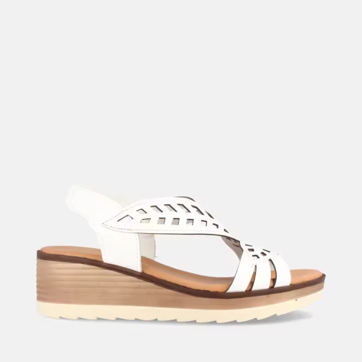 MARILA SHOES SANDALIA PARA MUJER DE PIEL CON CUÑA MEDIA NUUK BLANCO - 1