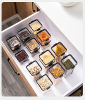 Jars De Almacenamiento Para Cocina Grandes Organizador De Granos Y Condimentos a Prueba De Humedad En Plástico Estilo Japonés - details 9