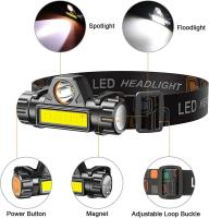 Linterna Frontal COB LED Recargable Con Imán Fuerte Luz Super Brillante Impermeable Para Pesca Al Aire Libre Caza Senderismo - details 8