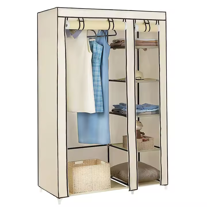 Armario de tela DIY con puerta de varillas, armario textil, armario de tela, armario plegable, armario de camping 110*45*178cm - 1