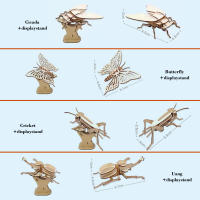 Puzzle De Madera DIY Para Niños Insectos Encantadores Buitres Libélula Mariposa Mantis Kit De Artesanía De Madera Para Jardín De Infantes - details 4