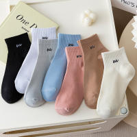 Calcetines Cortos Para Mujer Con Impresión De Letras 5/10 Pares Cómodos Y Transpirables Para Primavera Y Verano Calcetines Deportivos De Algodón Y Poliéster - details 2