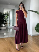 Vestido Maxi De Verano Para Mujer Elegante Y Chic Con Plegado Y Patchwork En Negro Cuello Media-Torço Manga Corta Cintura Alta A-Line Para Oficina Y Calle - details 41