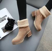 SP Botas de Mujer Talla 43 E invierno de Tubo Medio Tacón Gruesos Botas de gamuza Botas de algodón para mujer, - details 16