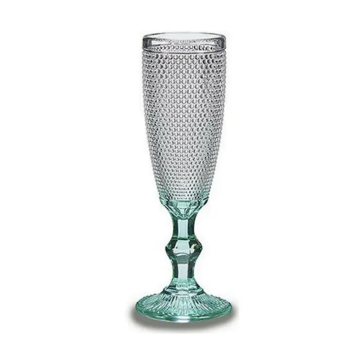 Copa de champán Vivalto PR05720ZD/BHA6 Transparente Turquesa Vidrio 185 ml Puntos (6 Unidades) - 1