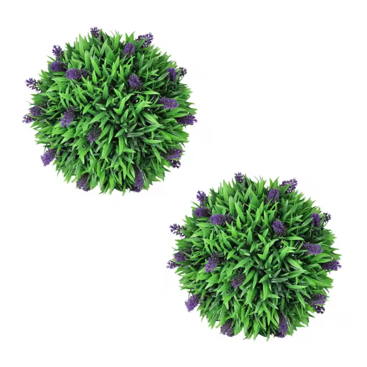 vidaXL Bolas de Boj Artificiales Arbusto de Jardín (2 unidades) Planta Lavanda Dimensiones 28 cm, 30 cm - 1