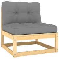 vidaXL Set de muebles de jardín 2 pzas con cojines madera pino Natural, Blanco, Gris Conjunto Terraza Muebles Jardín Exterior Juego de Muebles de jardín Mueble Jardín Exterior Muebles de Salon Exterior - details 1