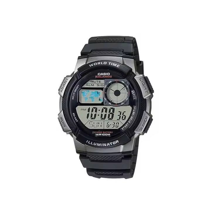 Casio AE-1000-IB Reloj Digital Deportivo, Resistencia al Agua 100m, Cronómetro, Calendario Completo, Funciones Multifuncionales - 1