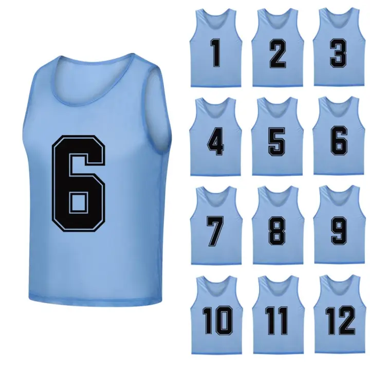 12 PCS Chalecos De Entrenamiento De Fútbol Para Hombres Quick Drying Camisetas De Soccer Con Números Para Equipo De Baloncesto Deporte Juvenil Vest De Práctica - 1