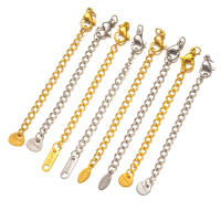 10pcs Cadena De Extensión De Acero Inoxidable Con Cierre De Langosta Para Conectores De Joyería DIY Suministros De Pulseras - details 0