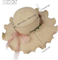 Sombrero de paja para Mujer plegable Bohemia Verano Sun Floppy Sombrero DE LA Playa con flores del Borde elegante - details 3