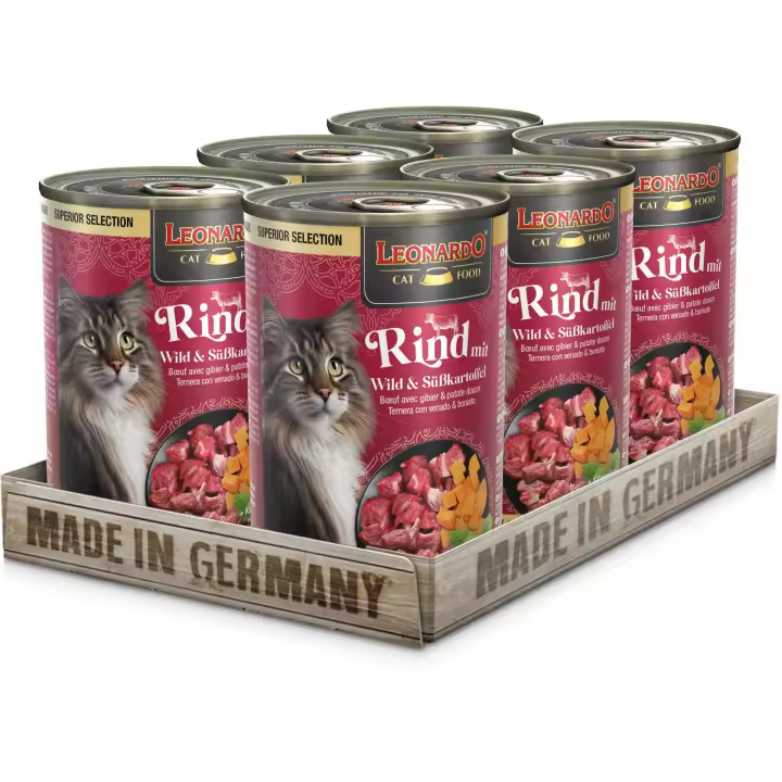 Pack 6X400 Gr - Leonardo Comida Húmeda Superior de Ternera con Venado y Boniato para Gatos - 1