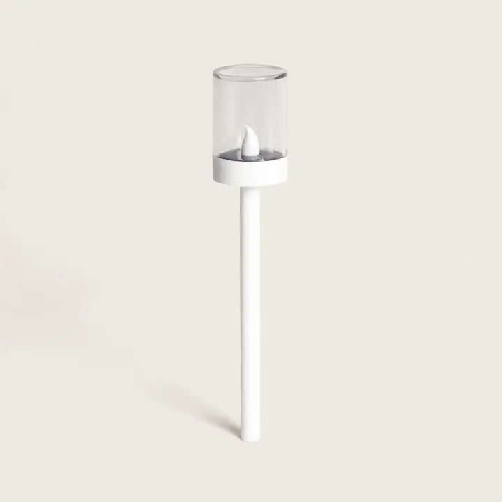 Ledkia Antorcha Solar Exterior LED Efecto Llama con Pincho Brako 40cm Blanco - 1