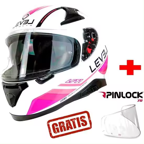 LEVEL LFT1 ALIZZE ROSA CON GAFAS + PINLOCK GRATIS CASCO INTEGRAL - 1