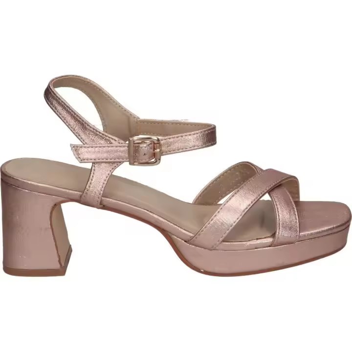 POLKA | Sandalias de tacón Polka para Mujer – Sandalias de Fiesta Color Rosa Gold – Sandalia Evento con Cierre de Hebilla – Tacón con tiras en color Rosa Gold – Tacón Medio  y Cómodo – Alta Calidad – Modelo 345 - 1