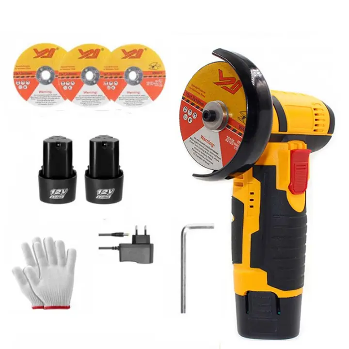 Mini Amoladora Angular con Cargador de 12 V, Máquina Pulidora y Trituradora, Batería de Lithium Incluida (batería Dual) TONCHEAN - 1