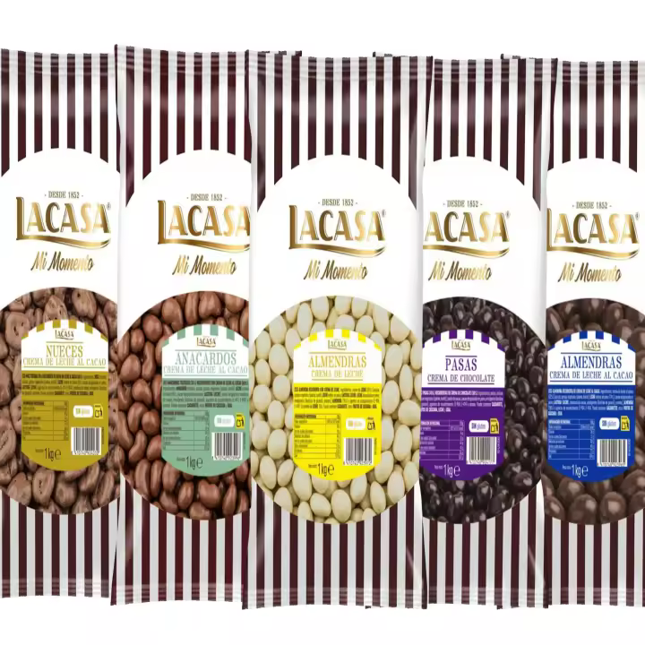 Lacasa pack 5kg deliciosas bolas de frutos secos con chocolate: Pasas de Corinto Negro,Almendra Leche,Almendra Blanco,Anacardo leche,Nuez Leche - 1