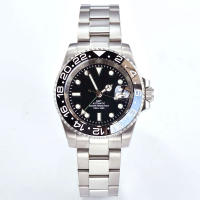 Reloj De Diversión GMT Para Hombres Con Movimiento NH34A Automático Acero Inoxidable Luminoso Correa Jubilee Hebilla Deslizante 200m Impermeable - details 9