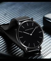 Reloj De Negocios Para Hombre Hannah Martin Movimiento Japonés De Cuarzo Acero Inoxidable Ultrafino Estilo Casual Plata Negra - details 2