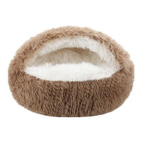 Cama Redonda Para Gato Con Capucha Fluffy Cueva Donut Para Gatos Y Pequeños Perros De Interior Almohadilla Calmante Para Gatos - details 5