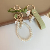 Llavero De Cuero Con Flor De Valldemossa Para Mujer Moda Coreana Dulce Llaveros Verdes Fairycore Accesorios Nuevos 2024 - details 4