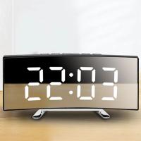 Reloj De Mesa Digital LED Con Espejo Pantalla Grande De 6 Pulgadas Reloj De Alarma Creativo Recargable Por USB Y Pilas Potencia Batería Reloj De Noche Para La Cama - details 1