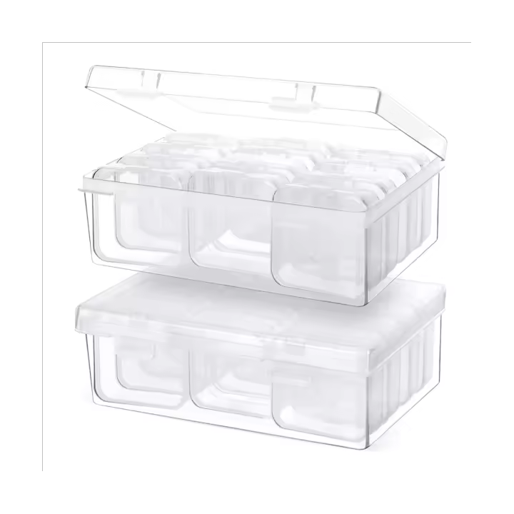 Organizador de Cuentas pequeñas, contenedores de almacenamiento de plástico transparente, estuche para manualidades con 2 tapas con bisagras, 24 unidades - 1