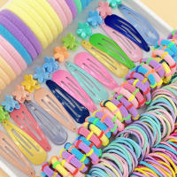 Accesorios Para El Cabello Para Niñas Set De Banda Elástica Para Moño Y Clip De Borde Variety Hair Bands Scrunchy Ponytail Holders Polyester Nylon Plástico Aleación - details 1