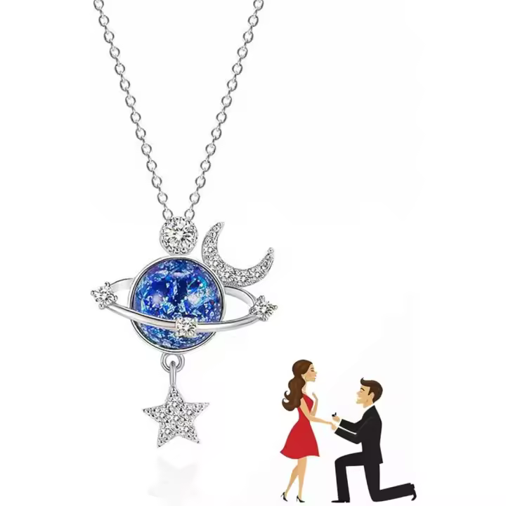Collares Cósmico Estrella Y Luna Para Mujer Niña, S925 Plata Collar Star Moon Cosmic, Collar De Estrella Especial En El Universo - 1