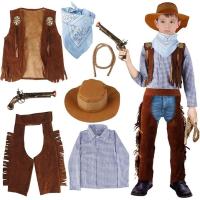 Disfraz de Vaquero para Niño – Set Oeste de 7 Piezas con Chaleco, Sombrero, Camisa a Cuadros, Pantalones, Pañuelo y Accesorios – Ideal para Carnaval, Cosplay y Fiestas Infantiles - details 0