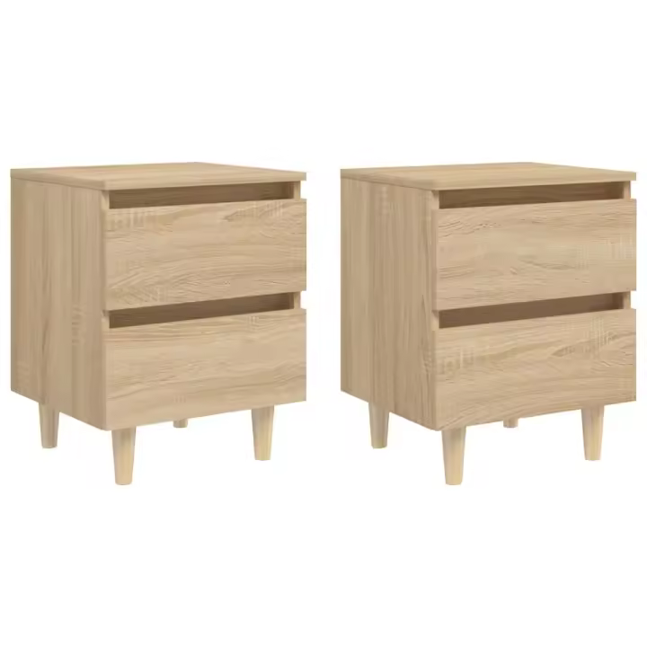Mesitas de noche 2 uds patas de madera roble Sonoma 40x35x50 cm - 1