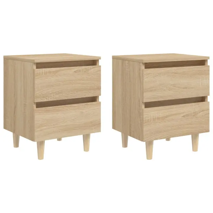 Mesitas de noche 2 uds patas de madera roble Sonoma 40x35x50 cm - 1